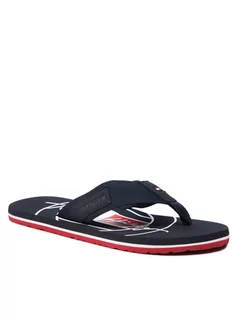 Klapki i japonki damskie - Tommy Hilfiger Japonki Embossed Hilfiger Beach Sandal FM0FM03982 Granatowy - grafika 1