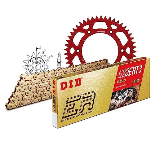 Zestaw łańcuchów DID Alu 520ERT2 / 116 zamek zatrzaskowy czerwony do Honda CRF R RE X XRL 450 ccm rok prod. 2009-2016