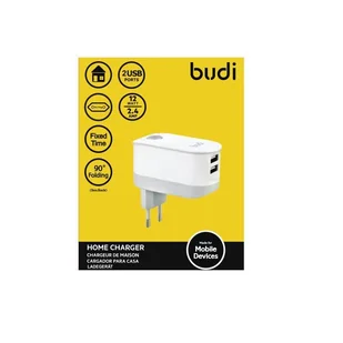 Budi - Składana ładowarka sieciowa z timerem 2x USB (Biały) - Ładowarki do telefonów - miniaturka - grafika 5