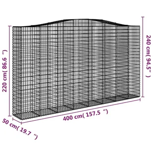 Kosze gabionowe, 5 szt, 400x50x220/240 cm, galwanizowane żelazo Lumarko! - Ogrodzenia - miniaturka - grafika 7