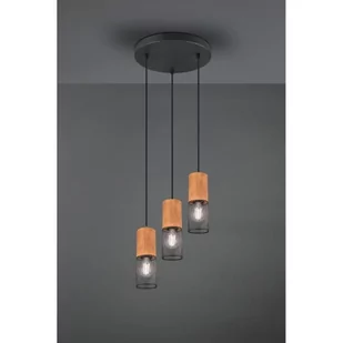 Trio Leuchten Przemysłowa lampa sufitowa czarna z drewnem 3-punktowa - Manon - Lampy sufitowe - miniaturka - grafika 1