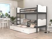 Łóżka dla dzieci i młodzieży - Łóżko piętrowe 190x80 szary biały  MAX 3-osobowe - miniaturka - grafika 1