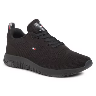 Baleriny - Sneakersy TOMMY HILFIGER - Corporate Knit Rib Runner FM0FM02838 Black BDS - grafika 1