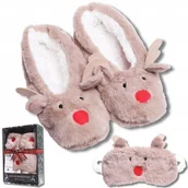 Akcesoria do bielizny - Ciepłe Kapcie Damskie i Opaska na Oczy Bambosze Prezent Swięta MORAJ 38-41 - miniaturka - grafika 1