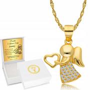 Biżuteria dla dzieci - ﻿Złoty Łańcuszek Medalik Aniołek Chrzest Grawer - miniaturka - grafika 1