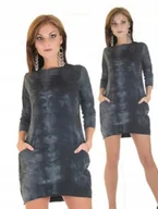 Bluzki damskie - CZARNA TUNIKA DRESOWA PLUS SIZE PREZENT dla NIEJ EXTRA OKAZJA - miniaturka - grafika 1