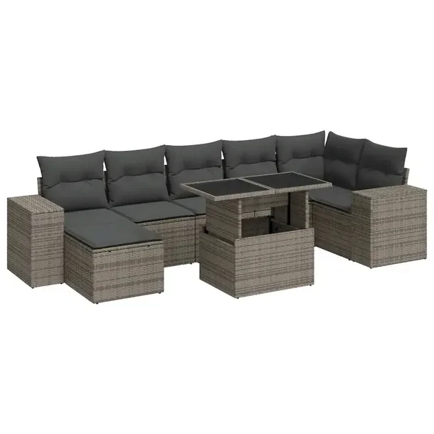 Zestaw Wypoczynkowy Ogrodowy, Rattan PE, Stal, Szary, 100x55x44/73 cm