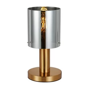 Italux Stojąca LAMPKA skandynawska SARDO TB-5581-1-BRO+SG szklana LAMPA stołowa loftowa tuba biurkowa mosiądz przydymiona TB-5581-1-BRO+SG - Lampy sufitowe - miniaturka - grafika 1