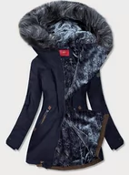 Kurtki damskie - WODOODPORNA PARKA DAMSKA GRANATOWO-SZARA (M-923) - LHD - miniaturka - grafika 1