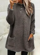 Bluzy damskie - Bluza miś długa z kieszeniami - Attirra - miniaturka - grafika 1