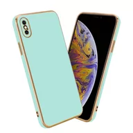 Etui i futerały do telefonów - Pokrowiec Do Apple iPhone XS MAX Etui w Glossy Miętowa Zielona - Złoto TPU Silikonowe Obudowa Case Cover Cadorabo - miniaturka - grafika 1
