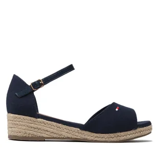 Espadryle Tommy Hilfiger Rope Wedge Sandal T3A7-32185-0048 M Granatowy - Buty dla dziewczynek - miniaturka - grafika 1