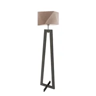 Lampy stojące - Drewniana lampa podłogowa z beżowym abażurem BAKU - miniaturka - grafika 1