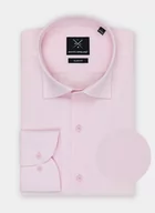 Koszule męskie - Gładka elegancka koszula męska w kolorze różowym - miniaturka - grafika 1