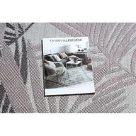 Dywany - Dywan SZNURKOWY SIZAL SION Liście Palmy , tropikalny 2837 płaskie tkanie ecru / róż Beżowy, 60x250 - miniaturka - grafika 1
