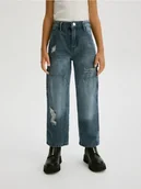 Spodnie i spodenki dla dziewczynek - Reserved - Jeansy straight - granatowy - miniaturka - grafika 1