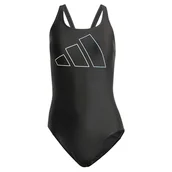 Stroje kąpielowe - adidas Damski strój kąpielowy Big Bars, 71 cm, czarny, Czarny, 128 - miniaturka - grafika 1