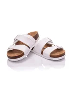 Klapki i japonki damskie - Moosefield Skórzane klapki w kolorze białym - miniaturka - grafika 1