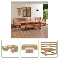 Meble ogrodowe - The Living Store 9-cz. zestaw mebli wypoczynkowych do ogrodu - drewno sosnowe - Zestaw Wypoczynkowy Do Ogrodu - miniaturka - grafika 1