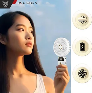 Wentylator USB Alogy Wentylator wiatrak wiatraczek ręczny biurkowy Alogy bezprzewodowy przenośny stojący z podstawką na telefon biały - Gadżety USB - miniaturka - grafika 1