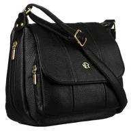 Torebki damskie - Czarna torebka damska na ramię ze skóry ekologicznej - Rovicky - miniaturka - grafika 1