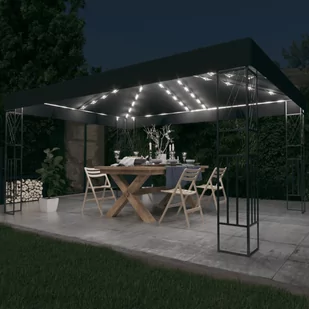 vidaXL Altana ze sznurem lampek, 3x4 m, antracytowa tkanina! 3070329 - Altany ogrodowe - miniaturka - grafika 1