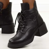 Botki damskie - Czarne skórzane botki damskie Vinceza 39950 - miniaturka - grafika 1