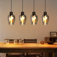 Lampy sufitowe - NETTLIFE Czarna lampa wisząca do jadalni – antyczne szkło dymione, pojedynczy płomień, lampa wisząca E27 do kuchni i sypialni, bez źródła światła - miniaturka - grafika 1