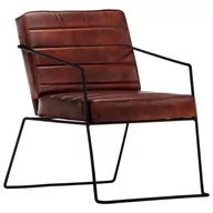 Fotele - vidaXL Fotel, ciemnobrązowy, skóra naturalna - miniaturka - grafika 1