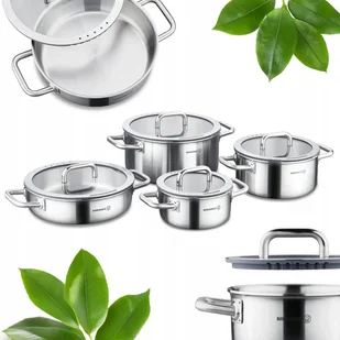 ZESTAW GARNKÓW 8EL. STAL NIERDZEWNA 4 GARNKI POKRYWY KPL AURA A2794 - Zestawy garnków i patelni - miniaturka - grafika 1