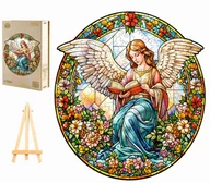 Puzzle - PUZZLE DREWNIANE DUŻE 280 ELEMENTÓW ANIOŁ WITRAŻ W DREWNIANYM PUDEŁKU - miniaturka - grafika 1