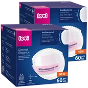 Akcesoria do karmienia - Zestaw Lovi Discreet Elegance, wkładki laktacyjne, antybakteryjne, białe, 2 x 60 sztuk - miniaturka - grafika 1