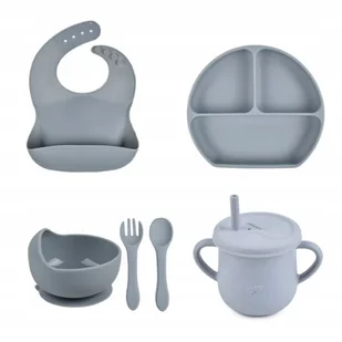 PIERWSZE NACZYNIA ZESTAW DO KARMIENIA DLA DZIECI SILIKONOWE NACZYNIA - Miseczki i talerzyki dla dzieci - miniaturka - grafika 1