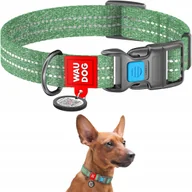 Obroże dla psów - Obroża dla psa WAUDOG Re-cotton z paszportem QR, wykonane z bawełny pochodzącej z recyklingu, plastikowa klamra, zielona, rozmiar S, 25-35 cm, 15 mm - miniaturka - grafika 1