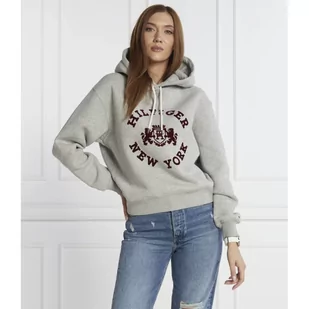 Tommy Hilfiger Bluza REG VARSITY FLOCK HOODIE | Regular Fit - Bluzy damskie - miniaturka - grafika 1
