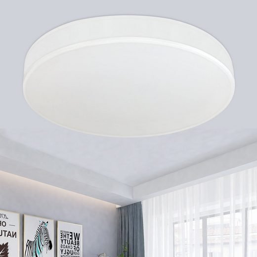 ZMH LED lampa sufitowa do salonu okrągły biały klosz z tkaniny, nowoczesna lampa do sypialni 3000K 12W ciepła biel Ø30cm do kuchni przedpokoju sypialni salonu
