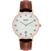 Zegarki damskie - Różowozłoty damski zegarek z brązowym paskiem PACIFIC X6090-08 - miniaturka - grafika 1