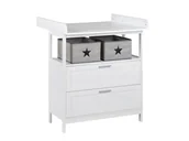 Komody dla dzieci - Roba Komoda do przewijania „Hamburg” z nakładką do przewijania 2 szuflady Biały - miniaturka - grafika 1