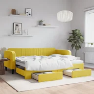 Sofy i kanapy - vidaXL Sofa rozsuwana z szufladami, żółta, 90x200 cm, aksamit - miniaturka - grafika 1