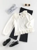 Bluzki dla niemowląt - Reserved - Bluzka z ozdobną falbaną - złamana biel - miniaturka - grafika 1