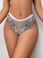 Majtki damskie - Koronkowe figi z wysokim stanem - Biały S - miniaturka - grafika 1