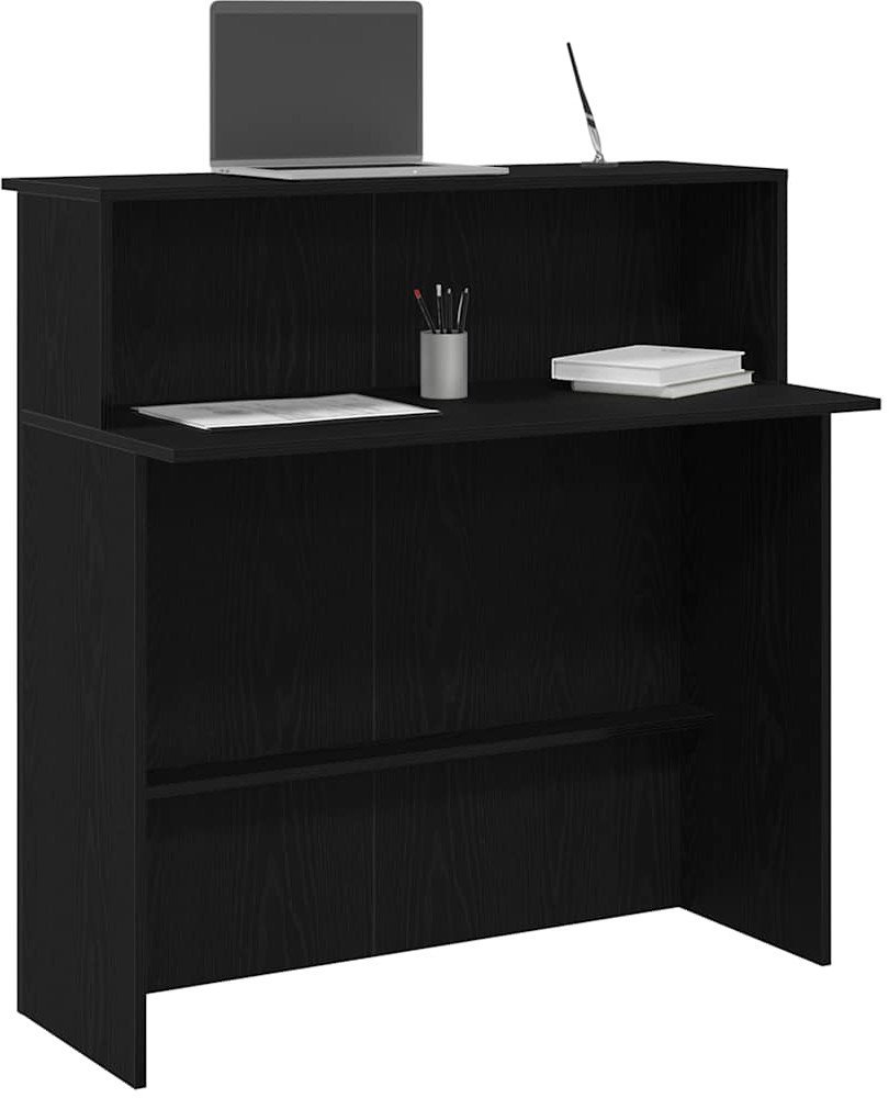 vidaXL Biurko recepcyjne czarne 100x50x103,5 cm Drewno klejone
