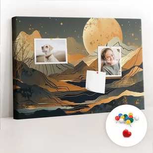 Szkolna Tablica korkowa 60x40 cm, Kolorowe Pinezki, wzór Abstrakcja krajobraz - Tablice i flipcharty - miniaturka - grafika 1