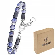 Bransolety męskie - BLINGART Bransoletka męska Z KAMIENIAMI SODALIT HEMATYT REGULOWANA STAL - miniaturka - grafika 1
