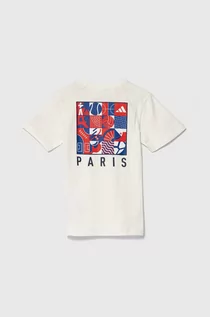 Koszulki dla chłopców - adidas t-shirt bawełniany dziecięcy kolor biały z nadrukiem - grafika 1