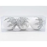 Bombki - Bombki styropianowe 8 cm biało-srebrne 3 szt. - miniaturka - grafika 1
