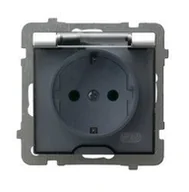 Gniazdka elektryczne - Ospel Gniazdo bryzgoszczelne z uziemieniem schuko IP-44, kolor biały- wieczko w kolorze dymnym GPH-1GS/m/00/d - miniaturka - grafika 1