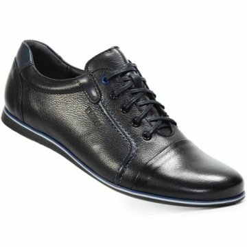 Buty męskie skórzane casual skóra czarne 42