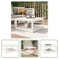 Stoły ogrodowe - The Living Store Stolik ogrodowy - biały - 82 -5x82 -5x45 cm - lite drewno sosnowe - Stół Ogrodowy - miniaturka - grafika 1