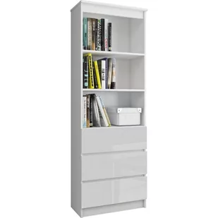 REGAŁ BIUROWY R 60 cm CLP 3 SZUFLADY 2 PÓŁKI BIAŁY / BIAŁY POŁYSK - Regały biurowe - miniaturka - grafika 1